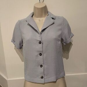 Monteau Los Angeles Baby Blue Polyester Blouse Size Small